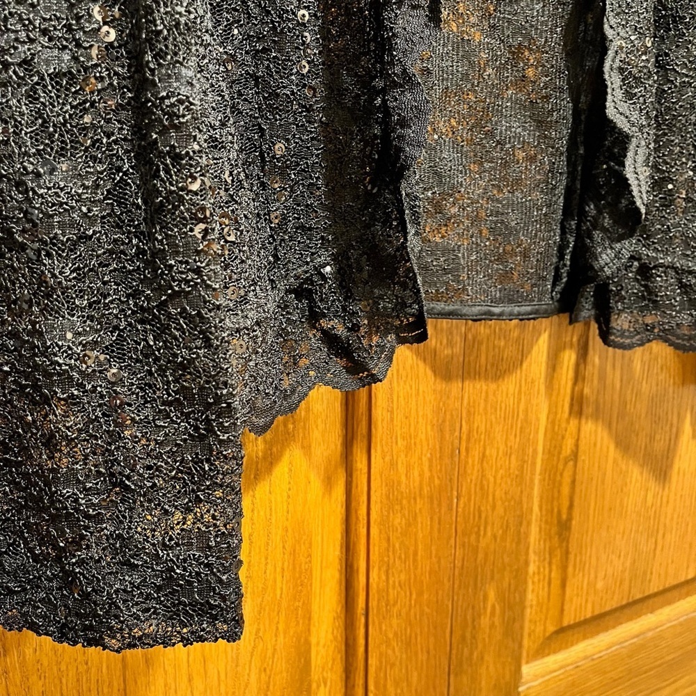 Dressbarn Collection Elegant Black Lace Sequin Cropped Jacket - Size Large - Picture 5 of 11